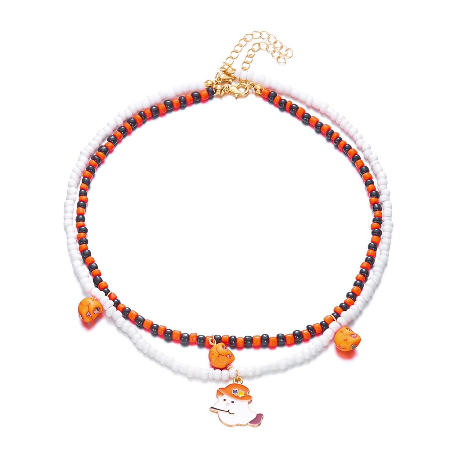 Großhandel Halloween Kürbiskopf Verstellbarer Reisperlenkette