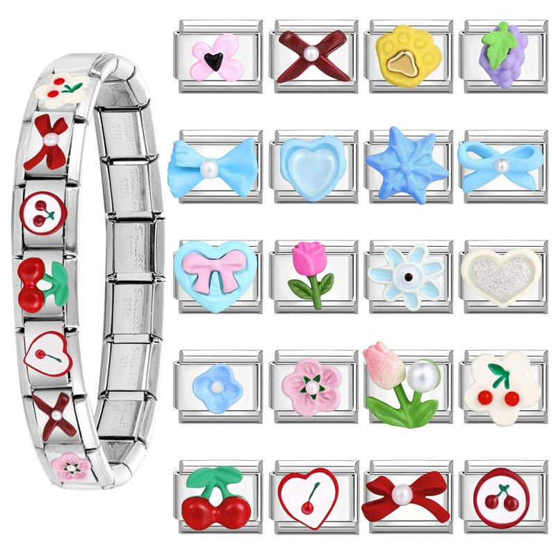 Wholesale Italian Charm Bracelet 9mm DIY Splicing Cute Creative Stainless Steel Composable Bracelet