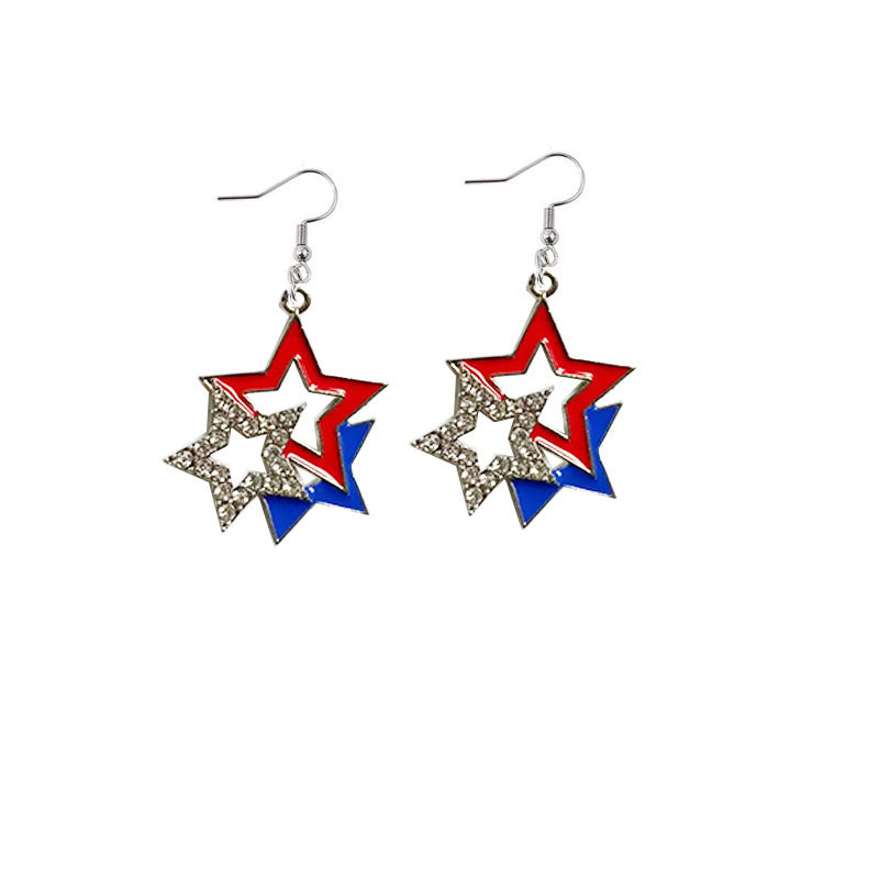 Wholesale American Independence Day Pentagram Hat Alloy Earrings ACC-ES-YiYuan003