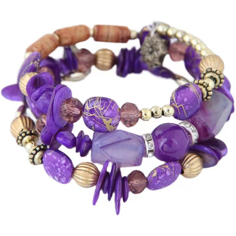 Wholesale Boho Style Kauri Crystal Mixed Multi-layered Bracelet Layered Bracelet Set ACC-BT-Weiy020