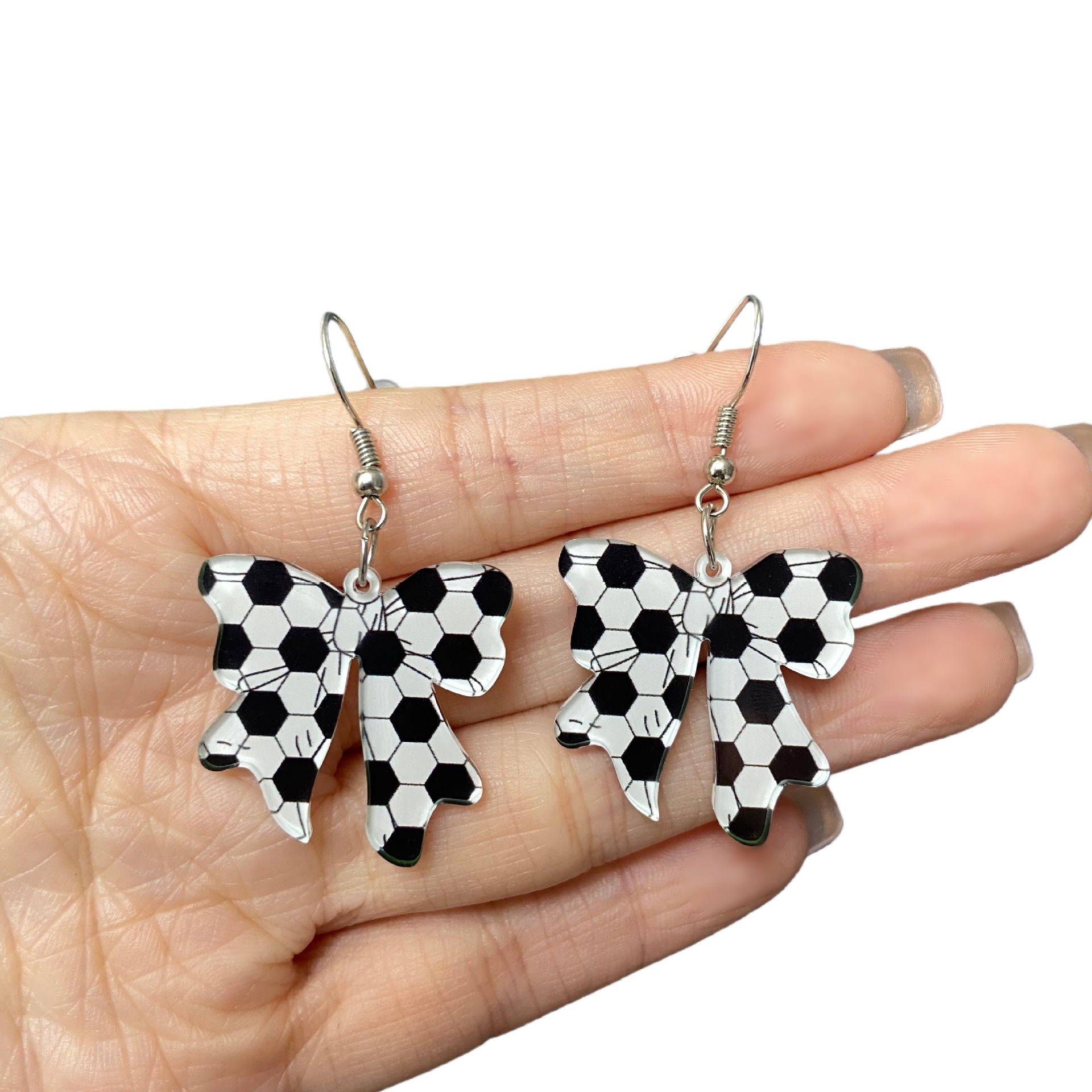 Wholesale Creative Design Acrylic Earrings Sports Competition Football Rugby Element Bow Butterfly Earrings