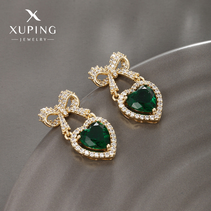 Wholesale Diamond Bow Heart Earrings