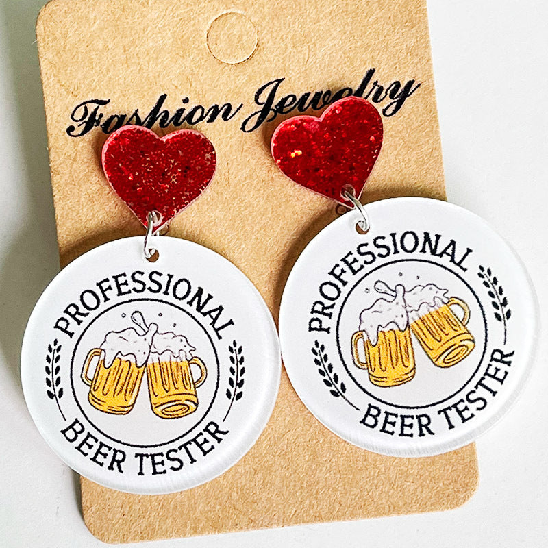 Wholesale 2 Pairs/Pack Christmas Red Wine Beer Party Santa Hat Acrylic Earrings ACC-ES-HY160