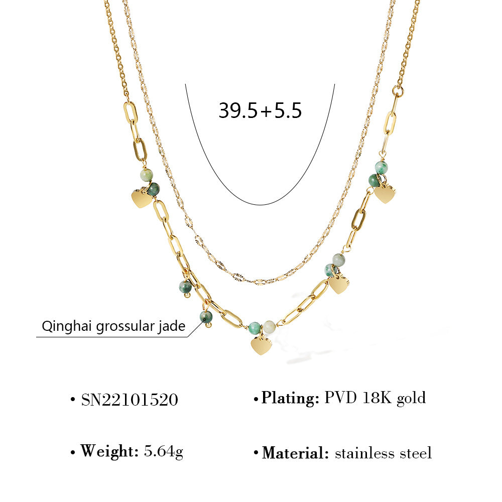 Wholesale  Retro Love Beaded Titanium Steel Necklace