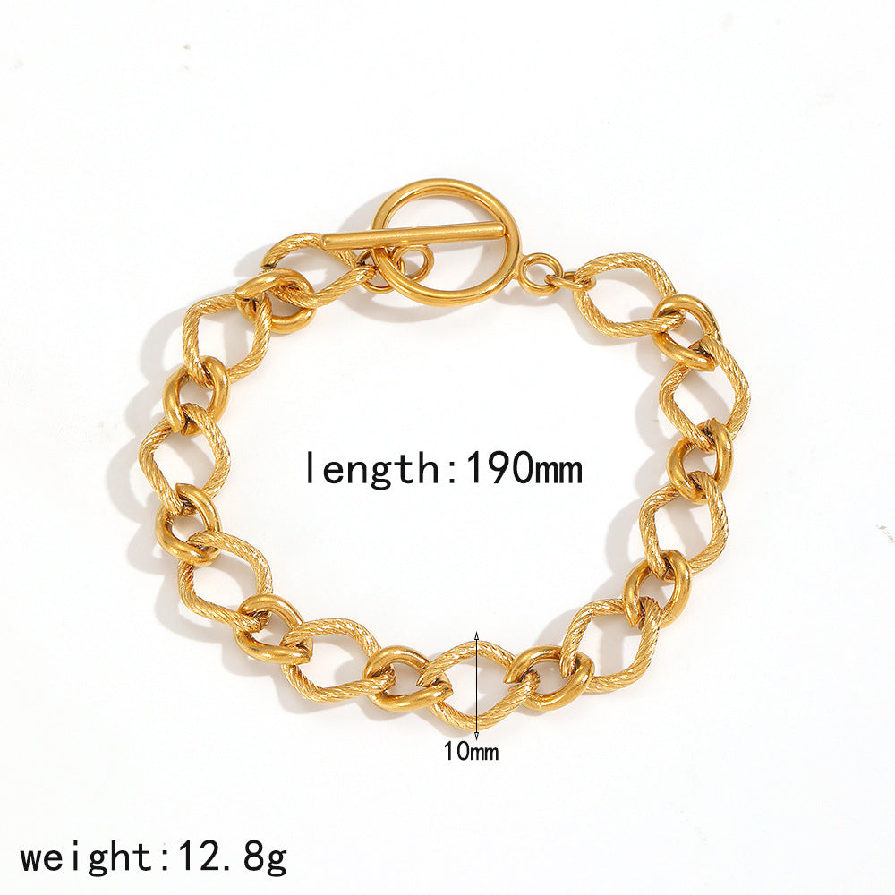 Wholesale 304 Stainless Steel Bracelet 18k Gold Plated Vacuum Electroplating in Furnace