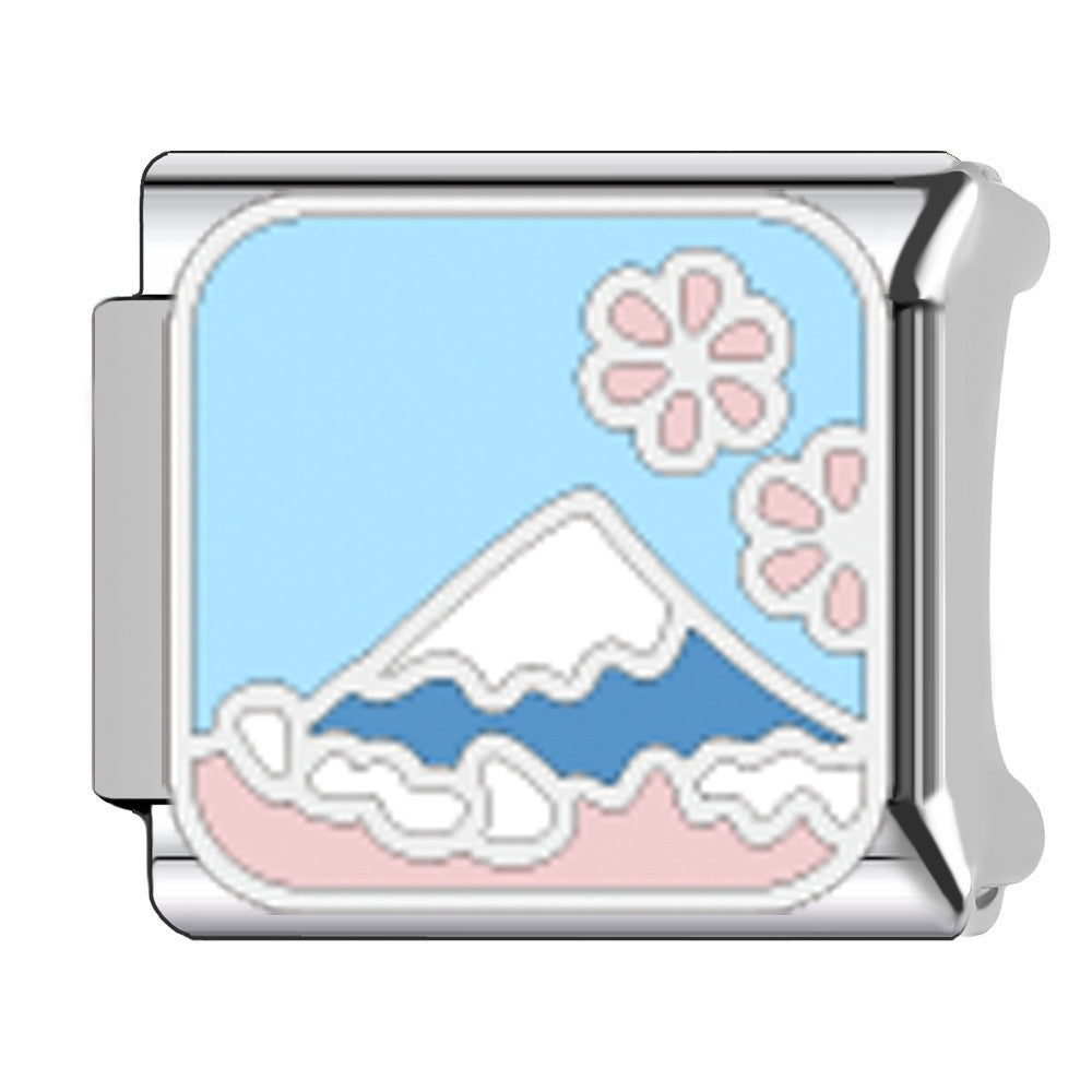 Wholesale   Italian Charm Bracelet 9mm DIY Egyptian pyramid landmark Creative Stainless Steel Composable Bracelet