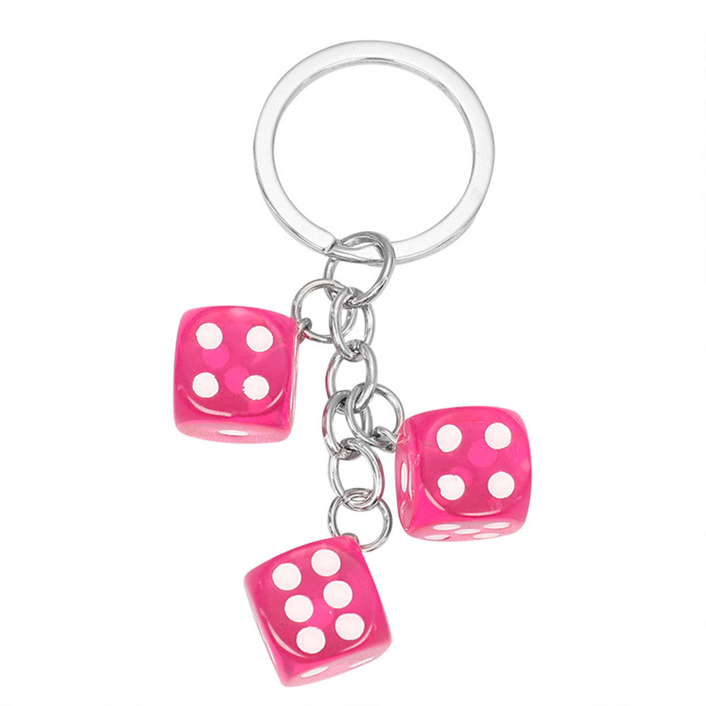 Wholesale Creative Resin Dice Keychain Bag Charm - Black,  Cross/ Crown/ Roman Numeral Pattern,  Chic Car Key Accessory