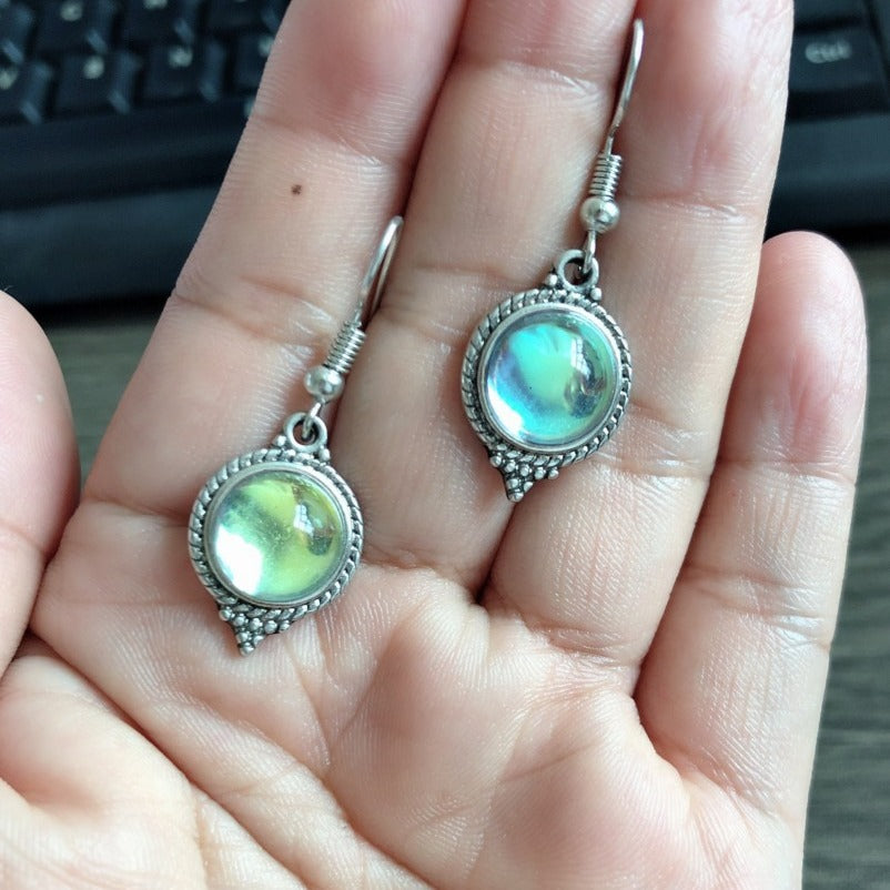 Wholesale  AliExpress new earrings retro independent station Moonstone geometric drop earrings spot