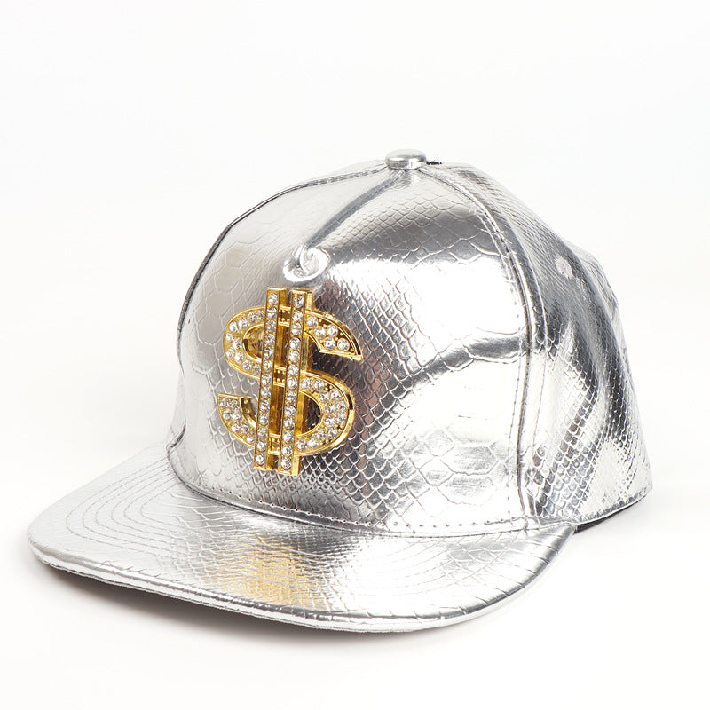 Wholesale Leather Hip Hop Brim Hat Dollar Sign Alligator Pattern Baseball Cap