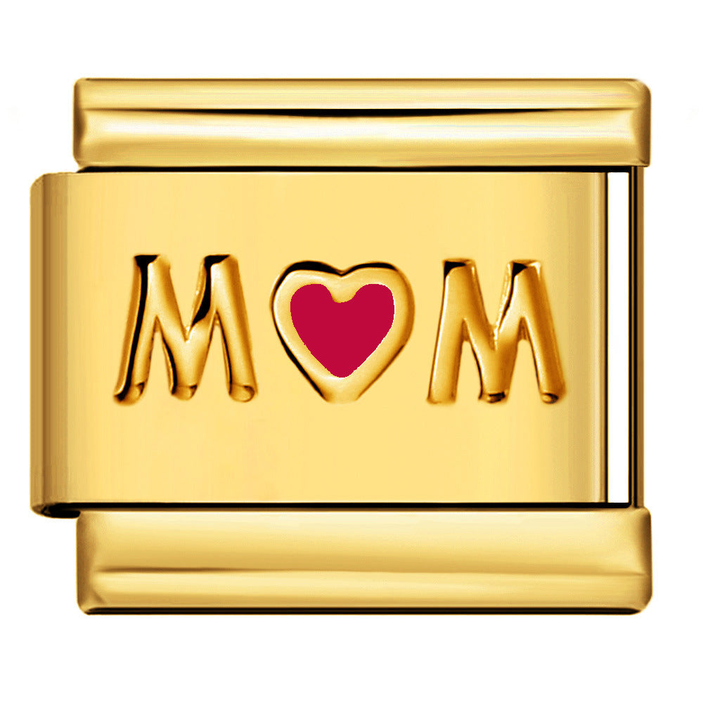 Wholesale Italian Charm Bracelet 9mm DIY Splicing Colored Oil-Drip Petals Stainless Steel Composable Bracelet