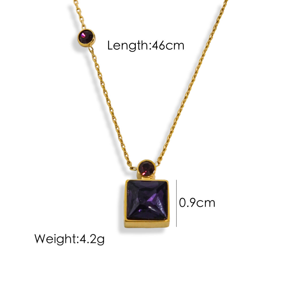 Wholesale  color square diamond Stainless steel necklace