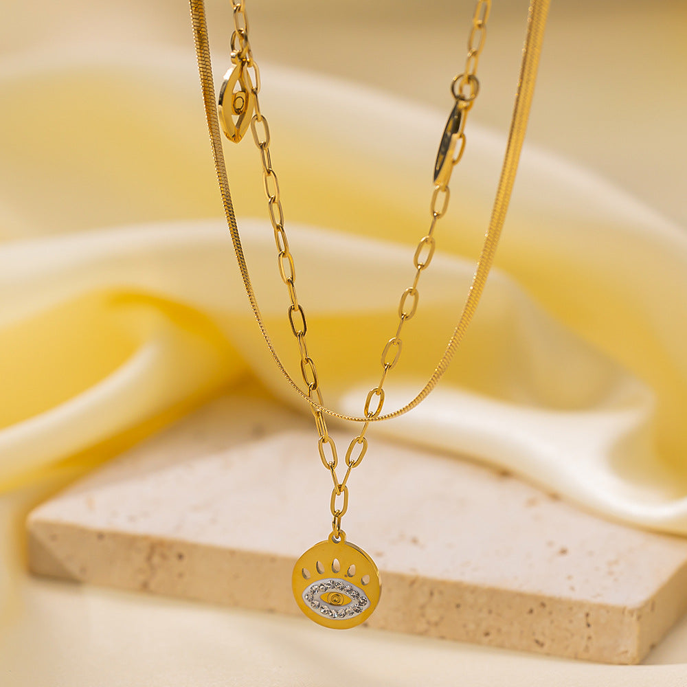 Wholesale Retro Irregular Titanium Steel Necklace Plated 18K Gold Multi-layered Necklace Gold Plated Necklace ACC-NE-Tais004