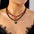 Wholesale Halloween double-layered necklace with contrasting rice beads neck clavicle chain