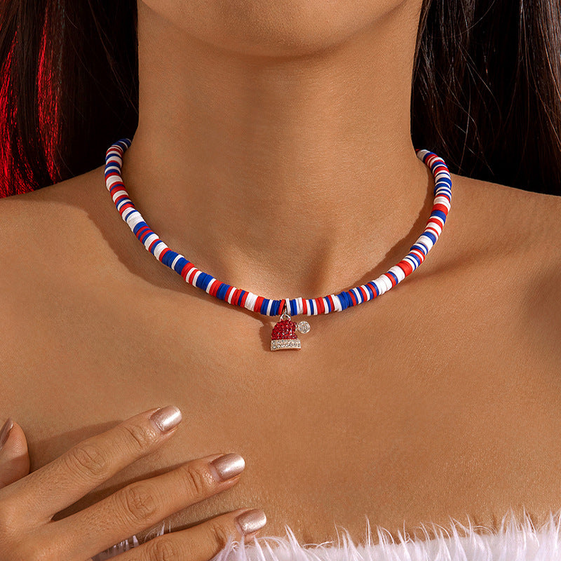 Wholesale  Christmas Glass Beads Beaded  Necklace