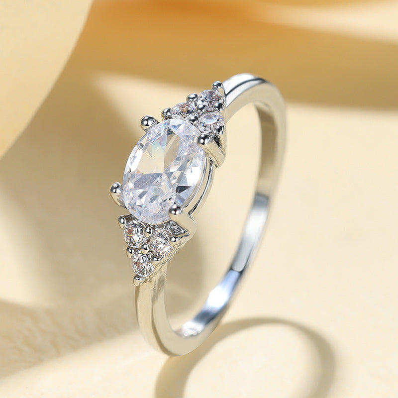 Wholesale Oval Diamond Four Claw Zircon Ring