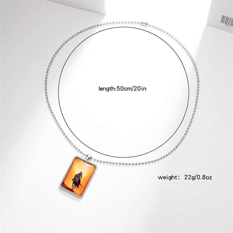 Wholesale Western Denim Keychain Bag Pendant European Style Trendy Personality Riding Metal Pendant Necklace Wholesale ACC-KC-HuiWen002