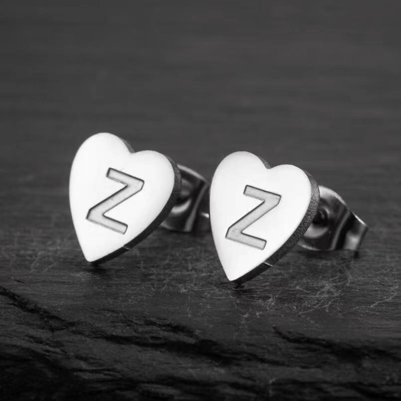 Wholesale Love Earrings English Letters Retro Gold and Silver Earrings Heart Earrings Titanium Steel ACC-ES-FaDiniya001