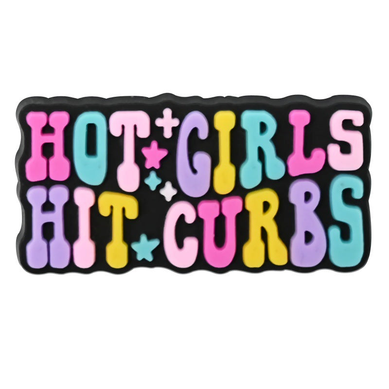 Wholesale Random 100pcs Creative and personalized phrase series   PVC Soft Rubber Shoe Buckle Decoration