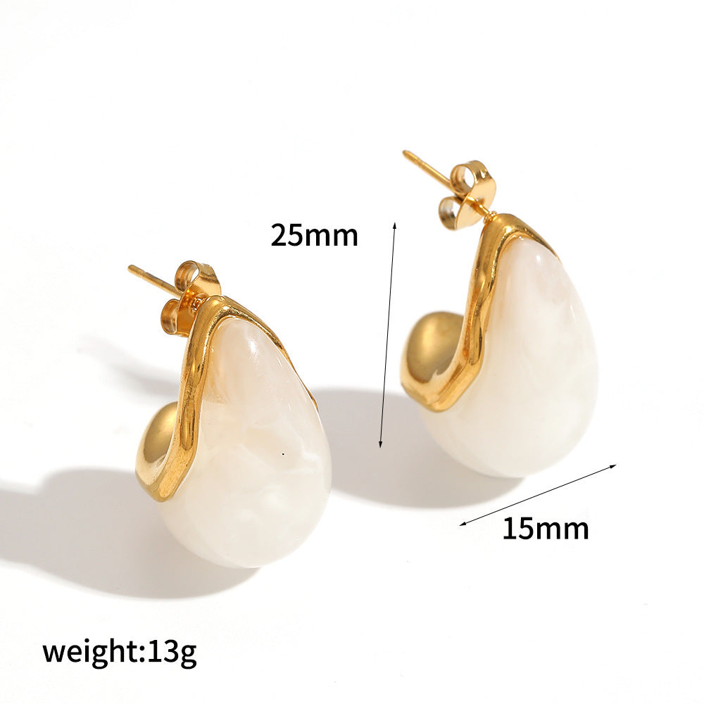 Wholesale Stylish Teardrop Resin Earrings With Stainless Steel Posts Trendy Everyday Jewelry Accessory