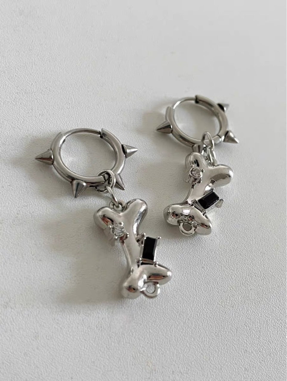 Wholesale Stainless Steel Punk Bone Rivet Earrings