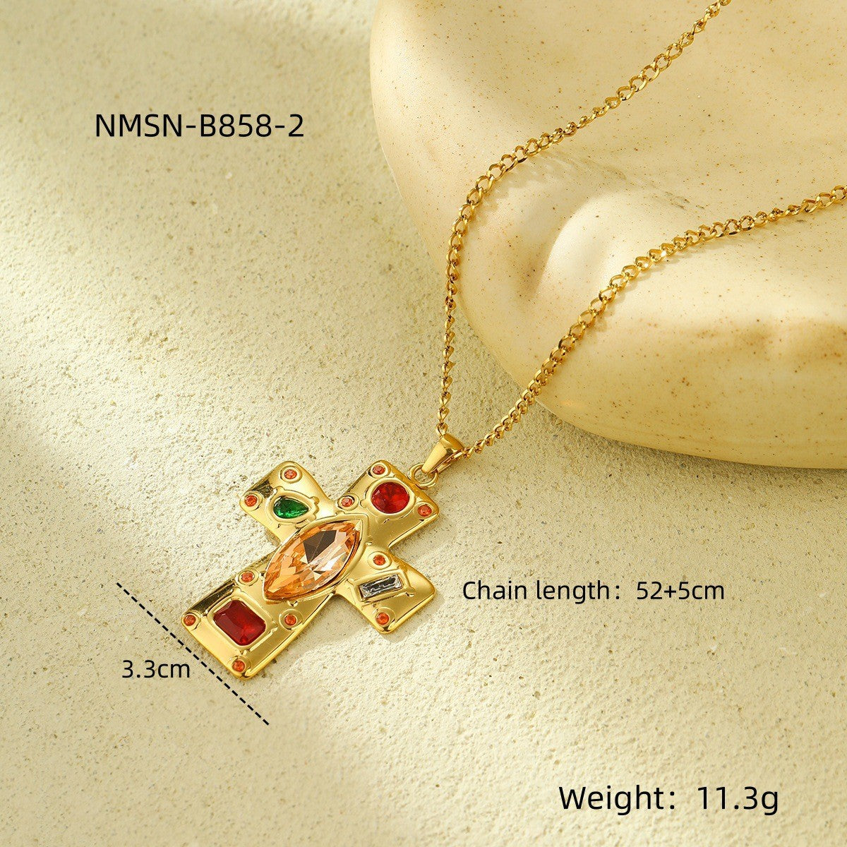 Wholesale  exaggerated stainless steel necklace color zircon love shaped  jewelry