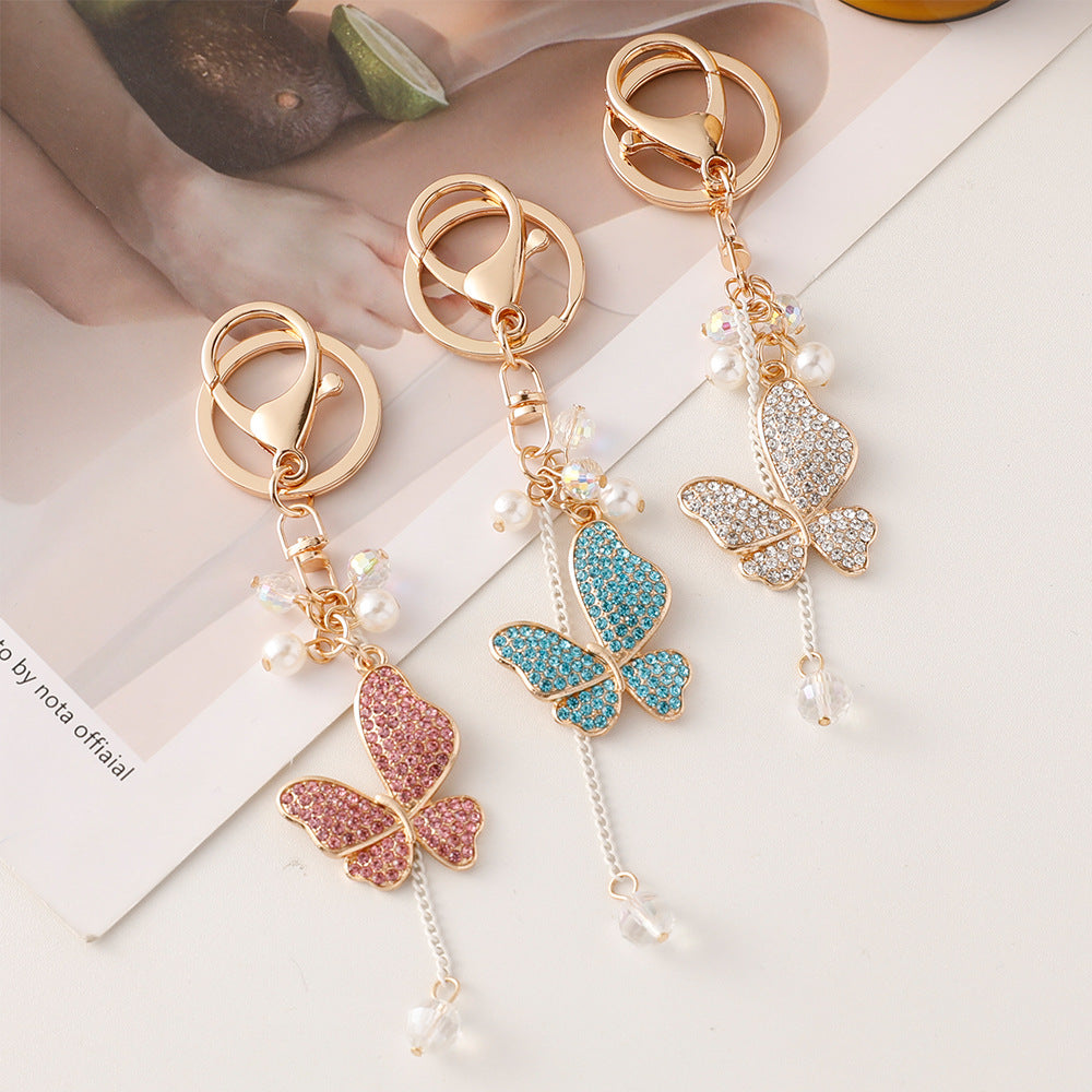 Wholesale Tassel Butterfly Alloy Diamond Keychains ACC-KC-ChenHui011