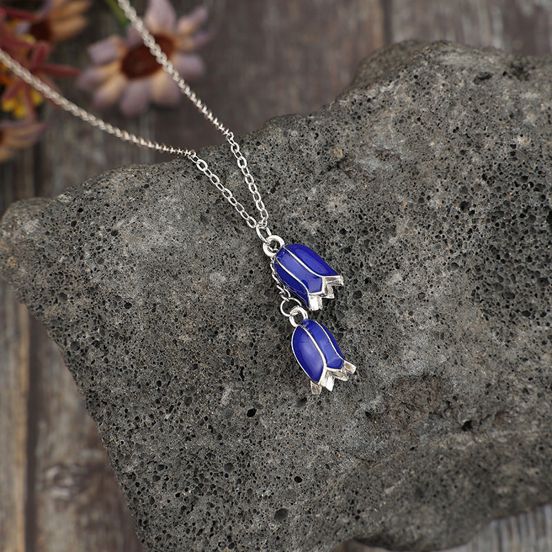 Wholesale Bohemian Vintage Hyacinth Epoxy Alloy Pendant Necklace