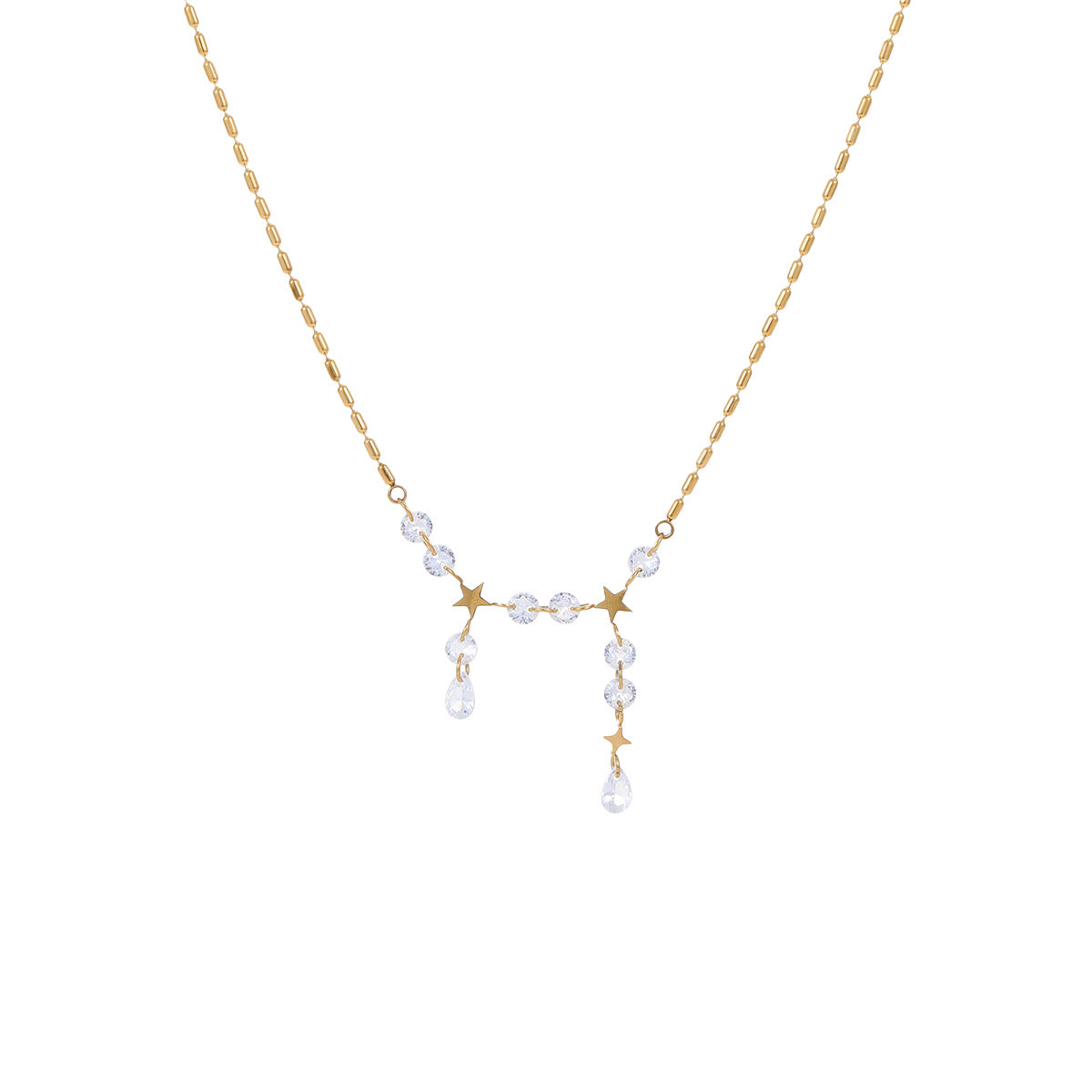 Wholesale Stainless Steel Necklace Plated with 18 Real Gold Inlaid with Zircon Versatile Clavicle Chain