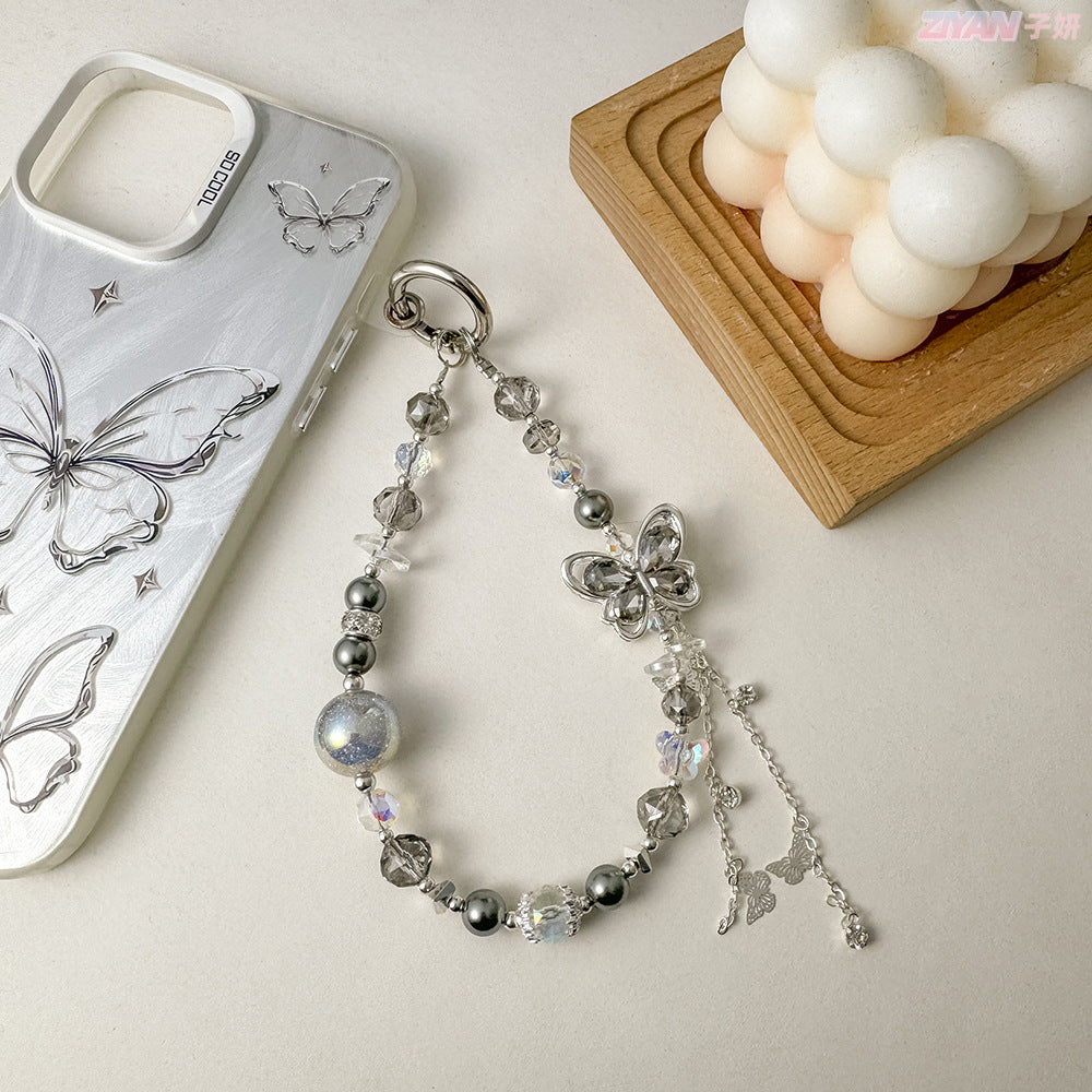 Wholesale Light luxury alloy butterfly lanyard keychain