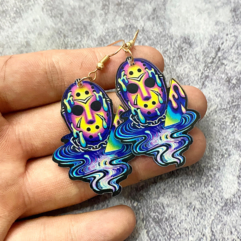 Wholesale Halloween Acrylic Earrings Tie Dye Printed Earrings ACC-ES-XinChuan036