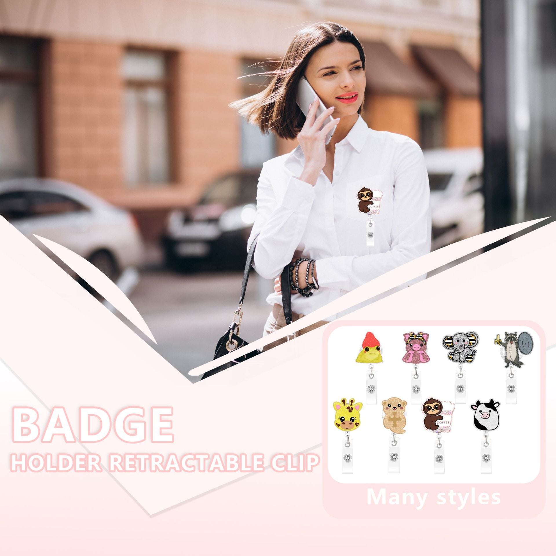 Wholesale Plastic Cartoon Animal Retractable Badge Holder Fun ID Card Holder Easy-Pull Buckle Fashion Accessory for Resale