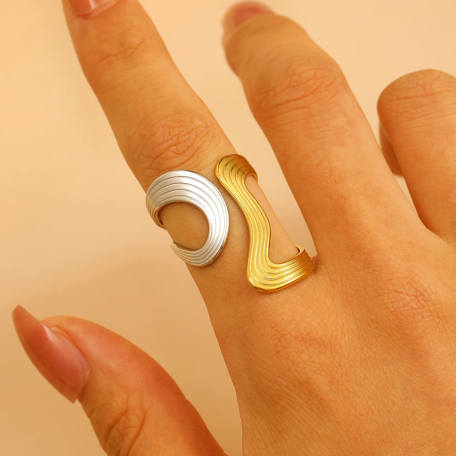 Wholesale Water Wave Open Hydraulic Stainless Steel Ring