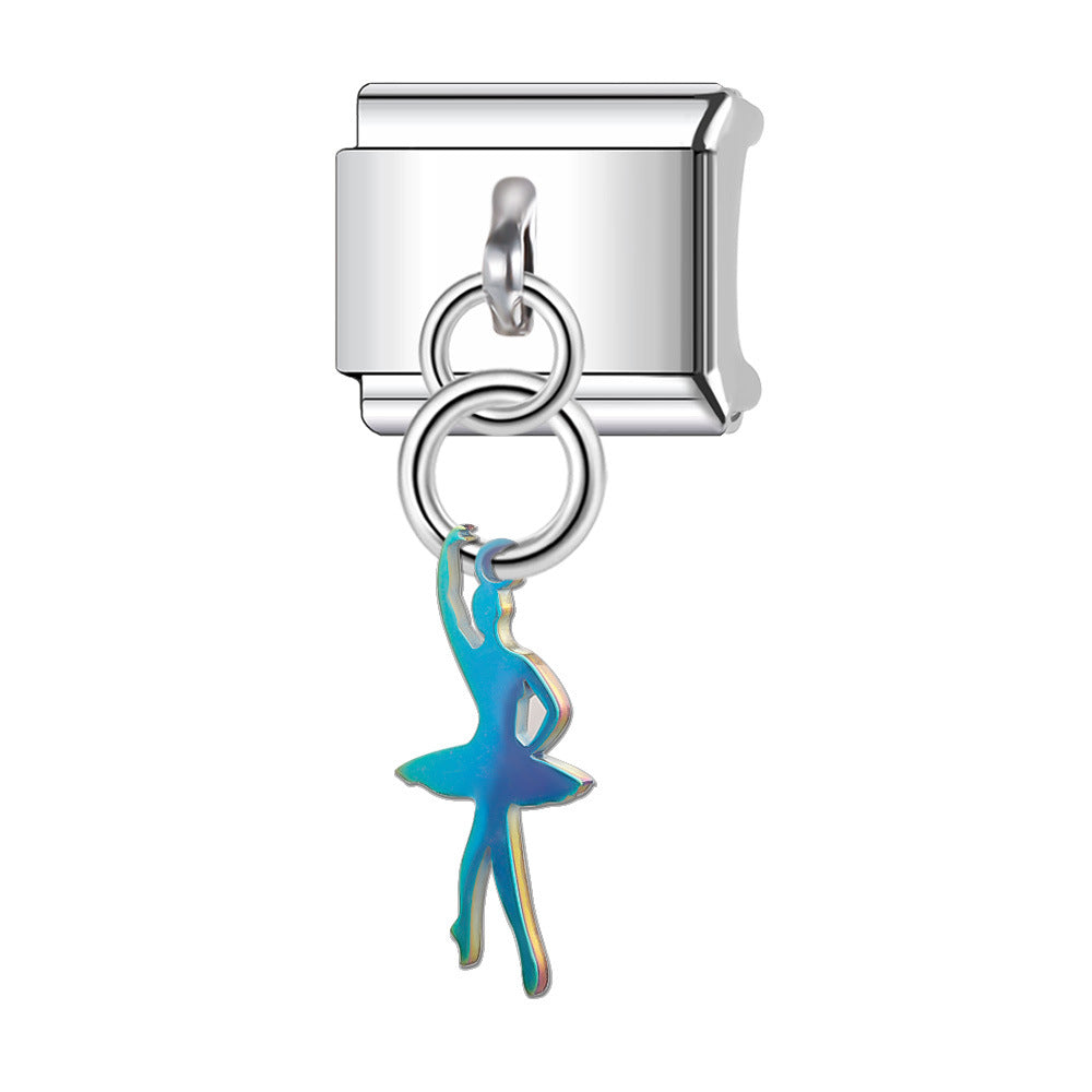 Wholesale Italian Charm Bracelet 9mm DIY Splicing Stainless Steel Laser Personalized Composable Bracelet