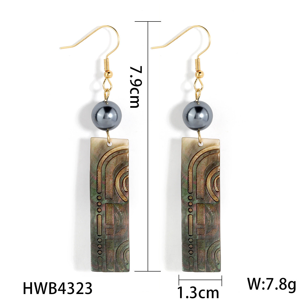 Wholesale black shell carving long earrings earrings spot