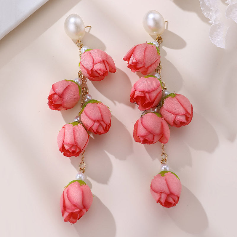 Wholesale  Long Elegant Fashion  Flower Earrings