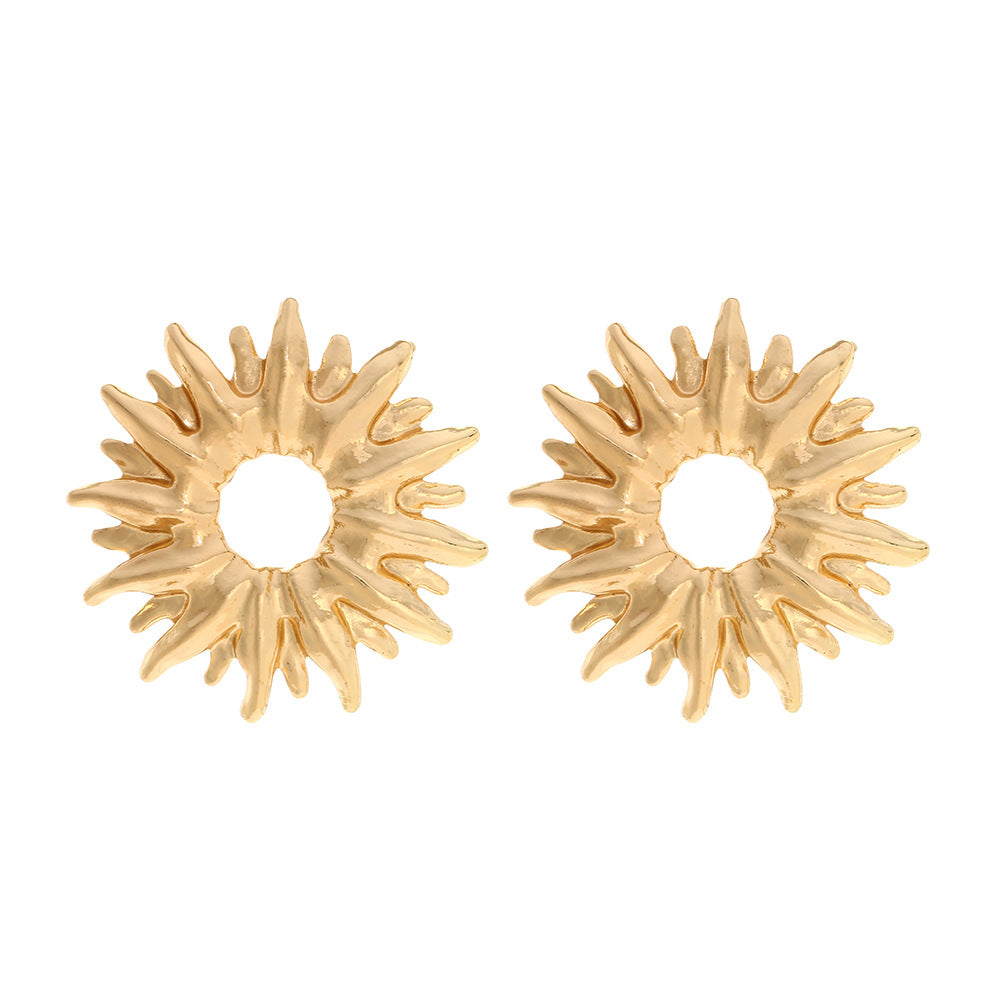 Wholesale Vintage Sunflower Metal Exaggerated Earrings