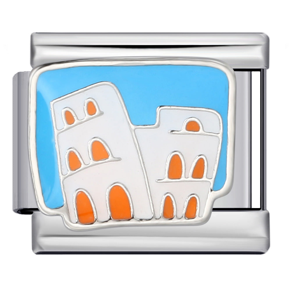 Wholesale Italian Charm Bracelet 9mm DIY Splicing Removable Architectural Sign Stainless Steel Composable Bracelet