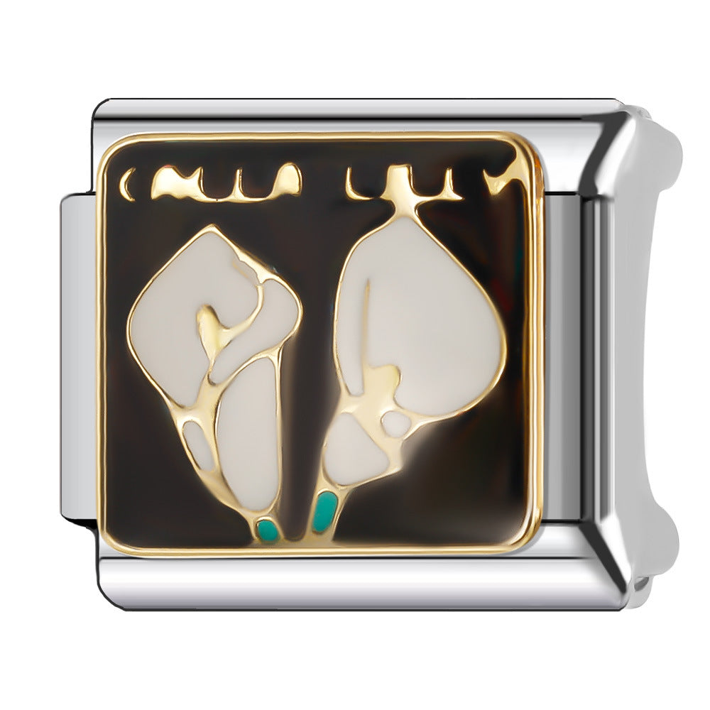 Wholesale Italian Charm Bracelet 9mm DIY Splicing Floral Collection Stainless Steel Composable Bracelet