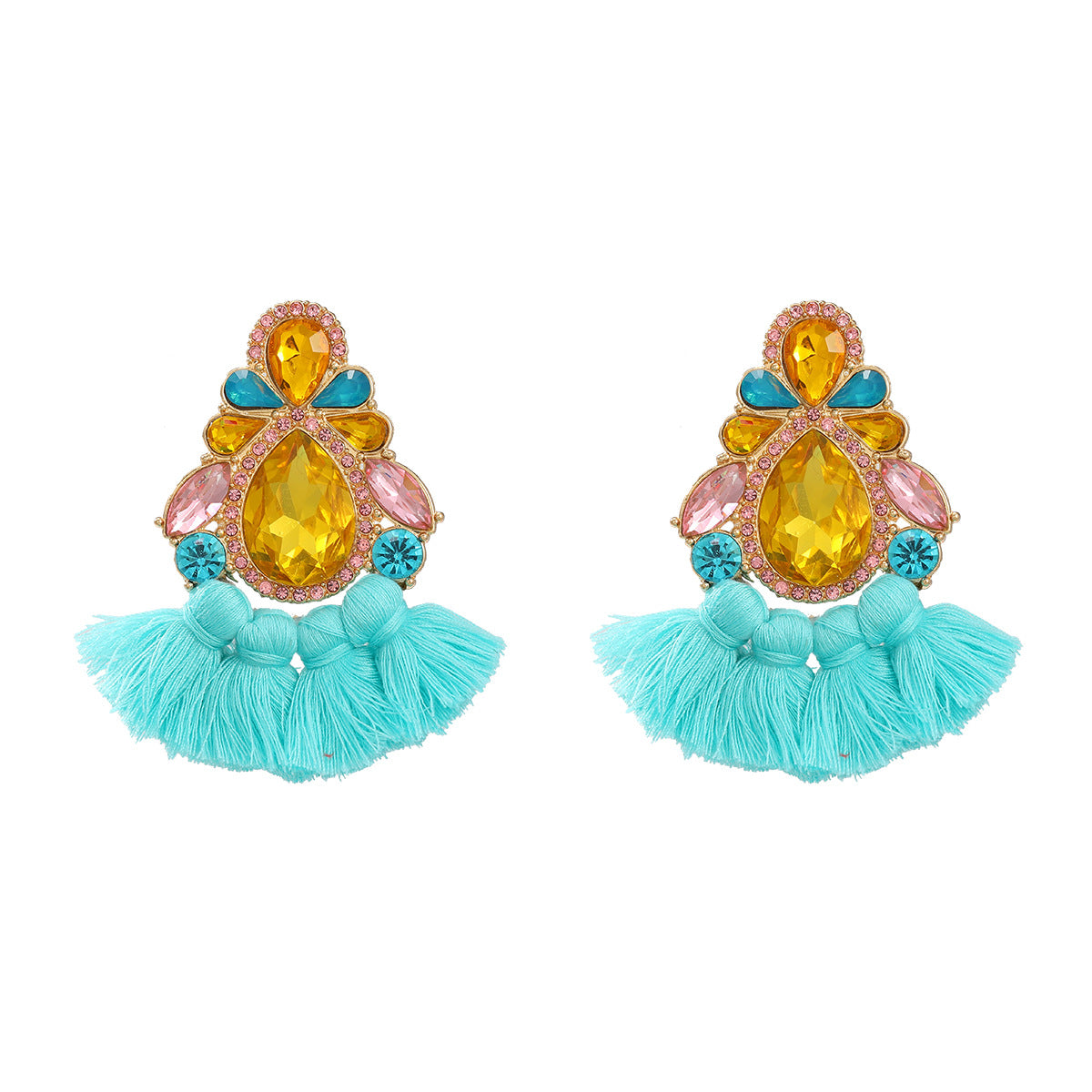 Wholesale Colored Diamond Earrings Tassel Earrings Bohemian ACC-ES-JL032