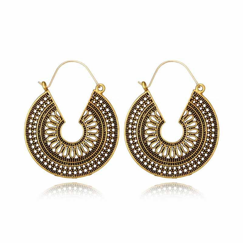 Wholesale Retro Exaggerated Hollow Pattern Earrings