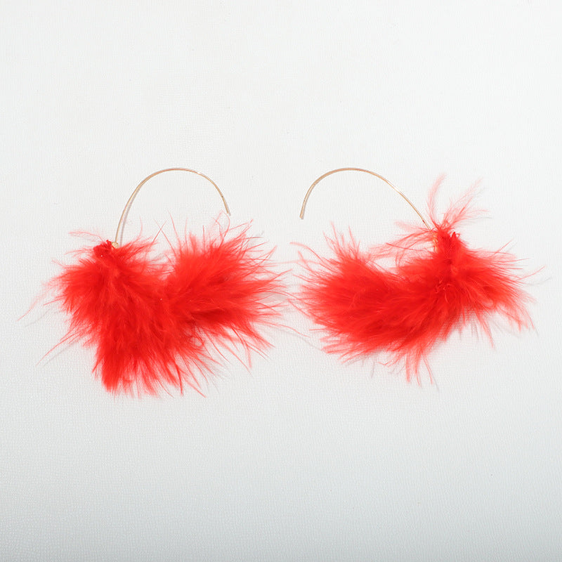 Wholesale French Ostrich Hair Distinctive Creative Earrings