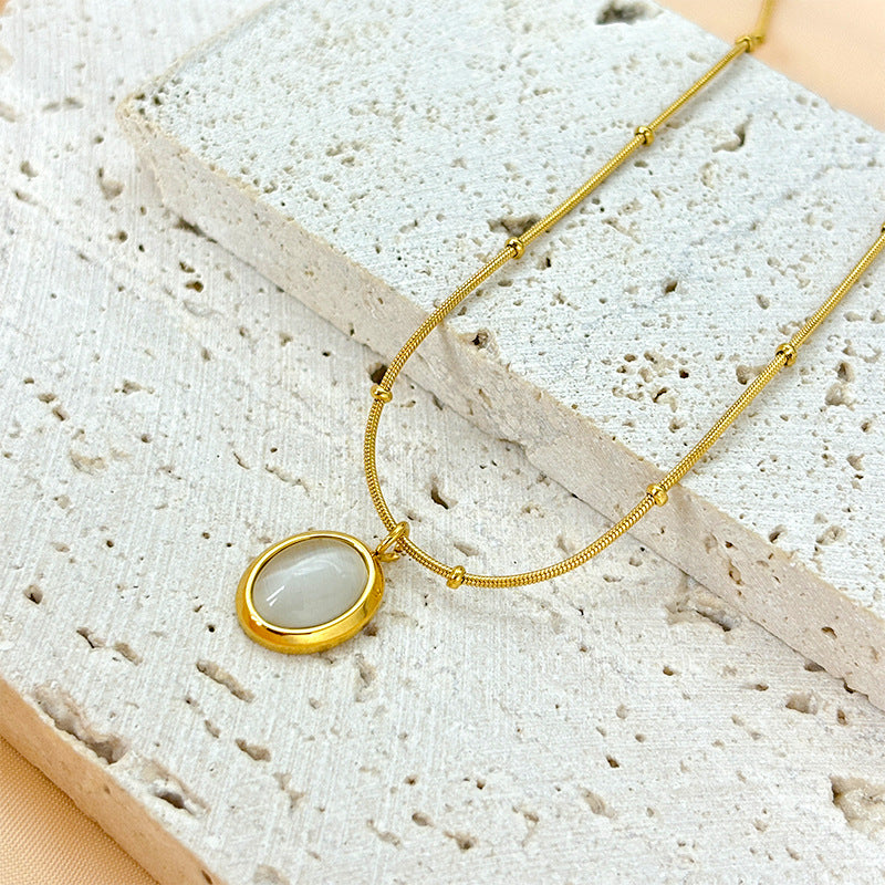 Wholesale Cat's Eye Pendant Small Round Bead Necklace ACC-NE-Xiangou004