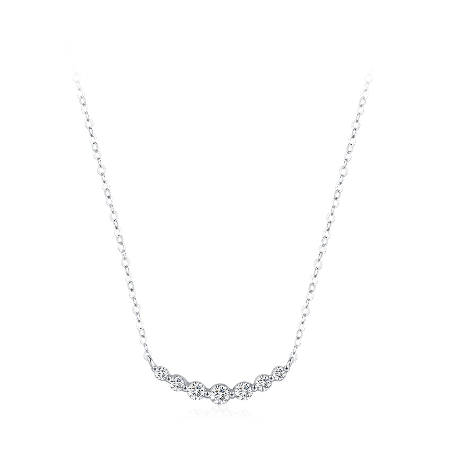 Wholesale  Light Luxury S925 Sterling Silver Curve Smile Full Diamond Necklace