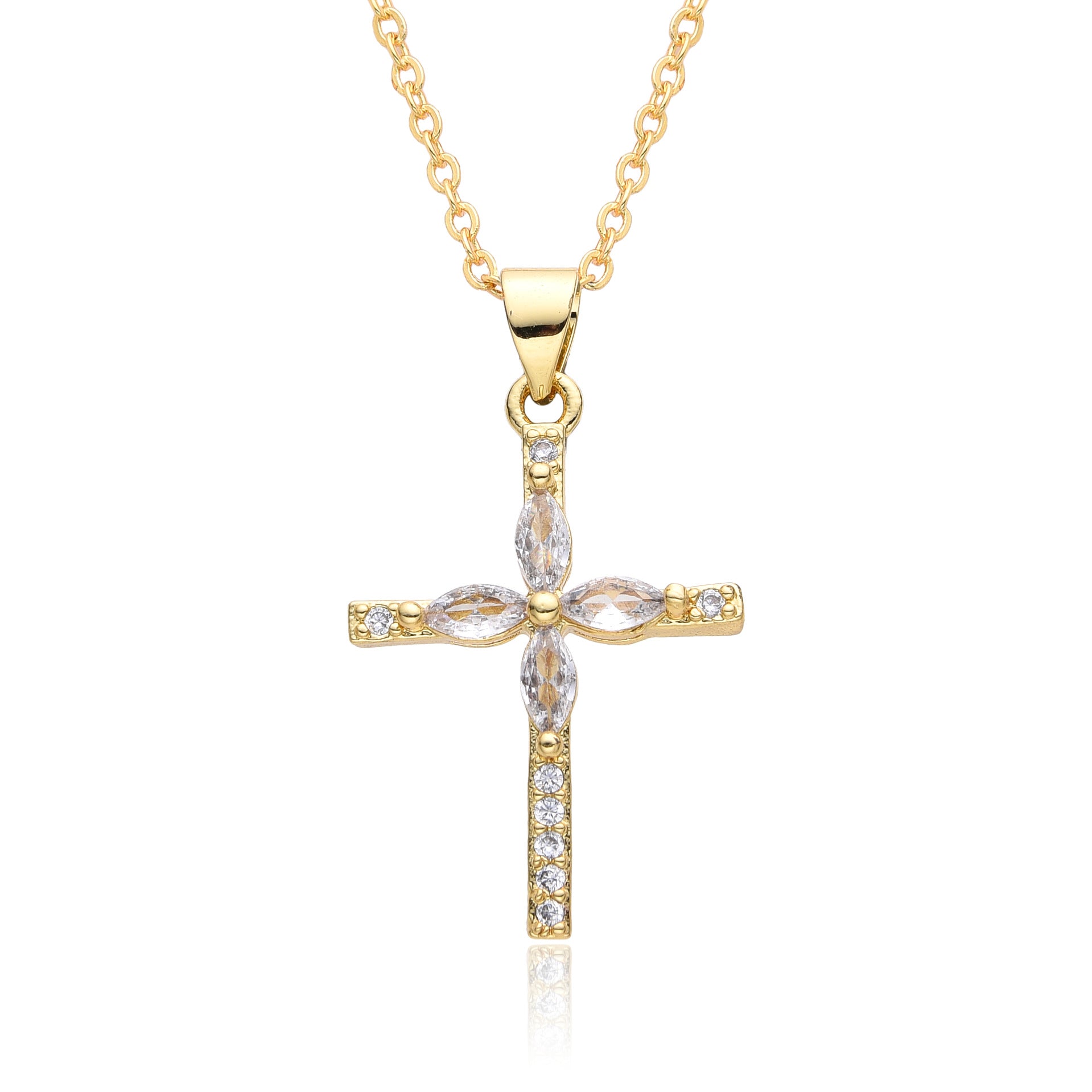 Wholesale Pearl zircon cross necklace  light luxury personalized colorful  necklace
