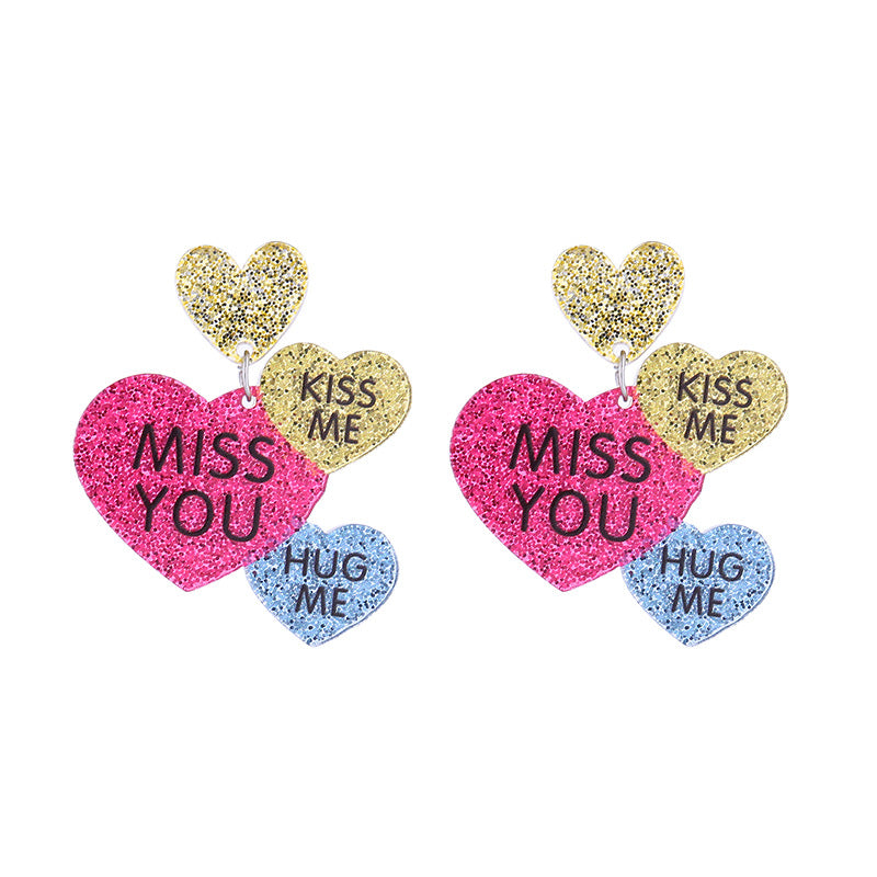 Wholesale Valentine's Day  Lover Text Acrylic Earrings