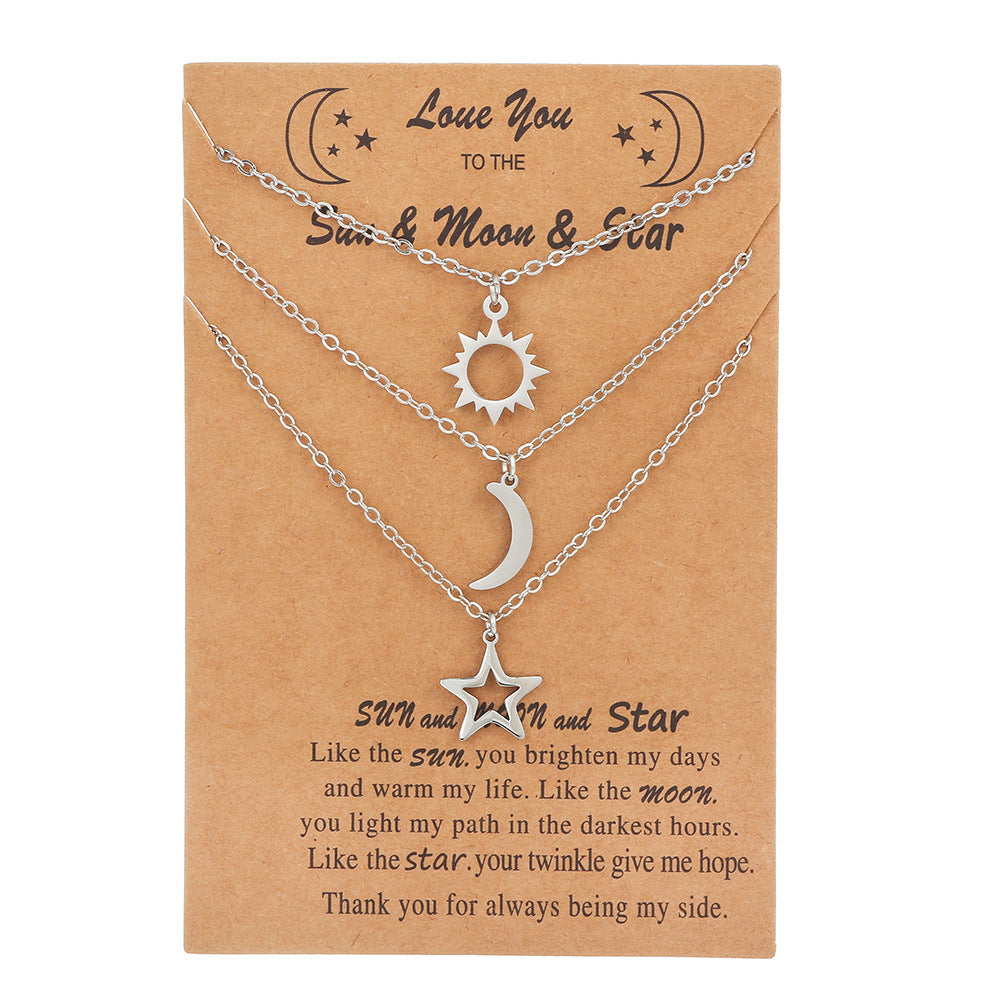 Wholesale Stainless Steel Necklaces Sun Moon Star Clavicle Necklaces Choker Necklaces ACC-NE-ZhuJi015