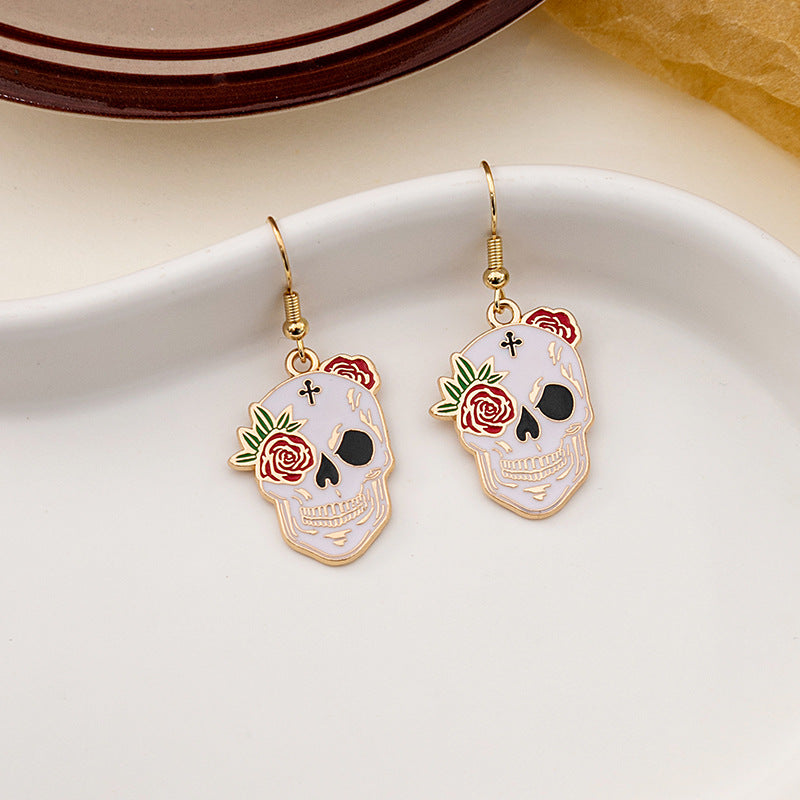 Wholesale Halloween Rose Skull Earrings ACC-ES-MDD046