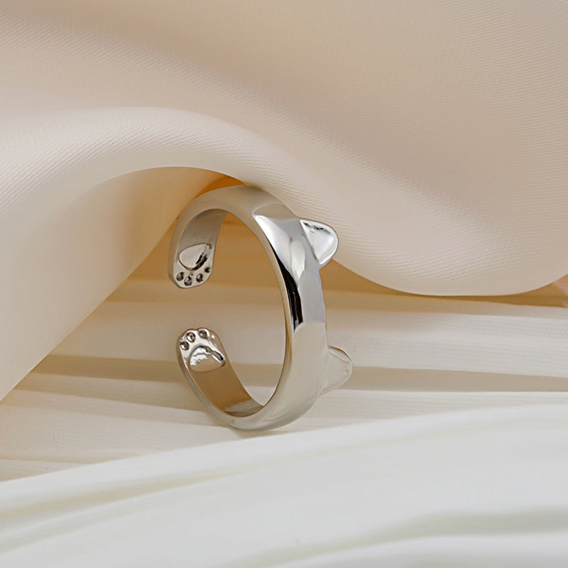 Wholesale Rhinestone Butterfly Cat Ear Zipper Alloy Ring ACC-RS-MDD002