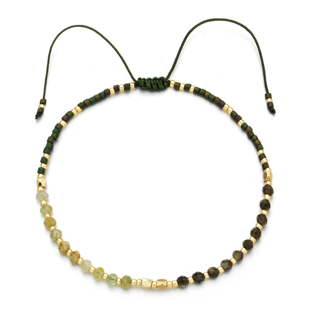 Wholesale Glass Bead Boho Bracelet,  Women' s Adjustable Sliding Beaded Jewelry,  Handmade Fashion Accessory