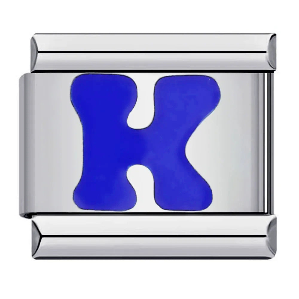 Wholesale Italian Charm Bracelet 9mm DIY blue English initials Creative Stainless Steel Composable Bracelet